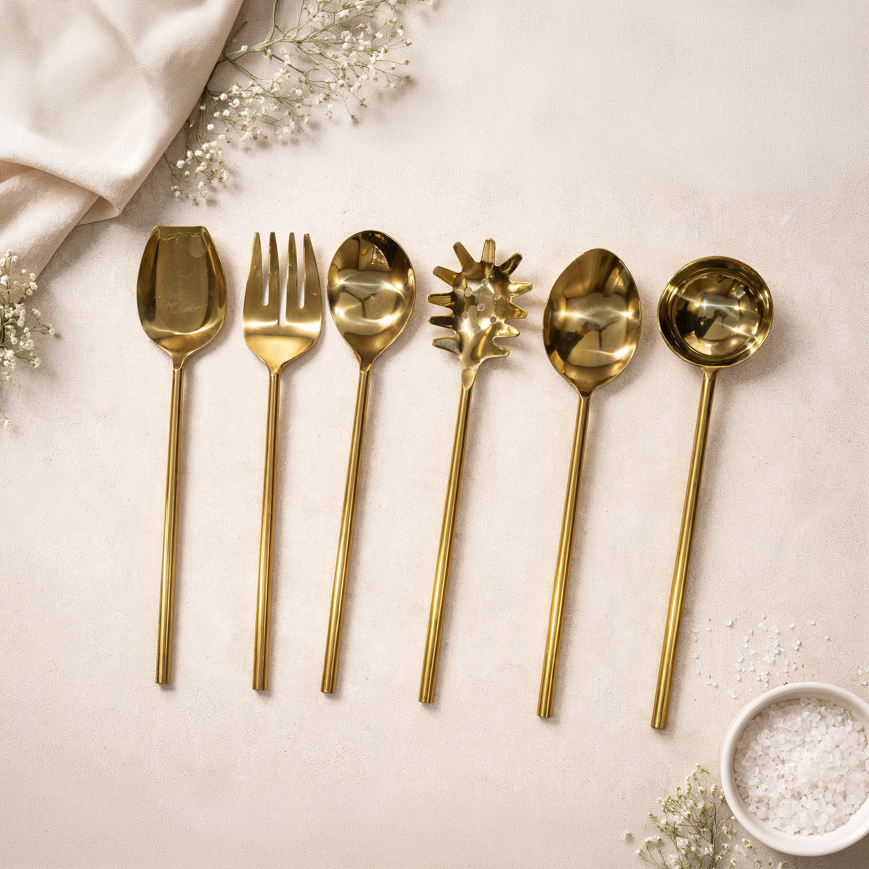Gold Finish Serving Set
