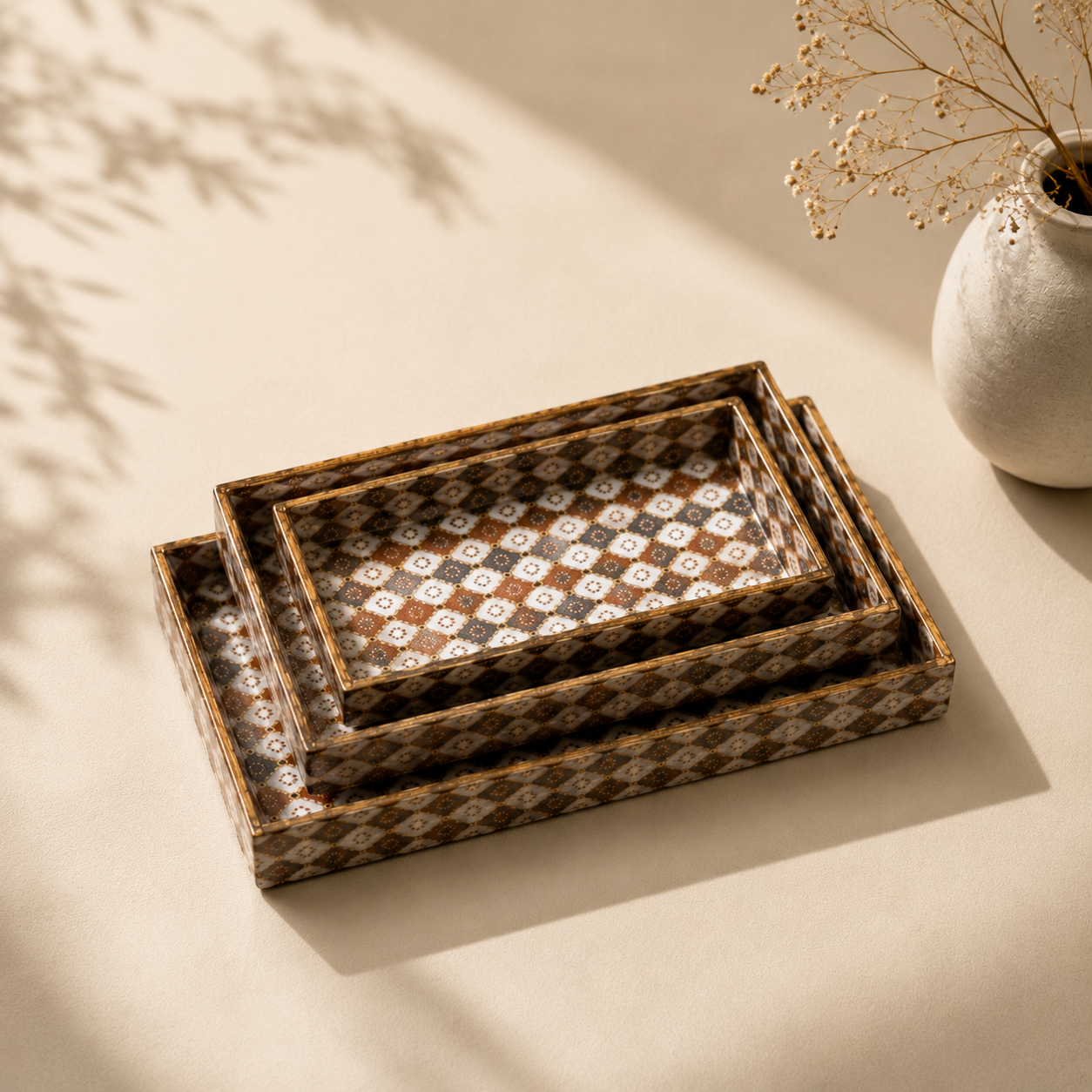 Artisan Geometric Tray Set