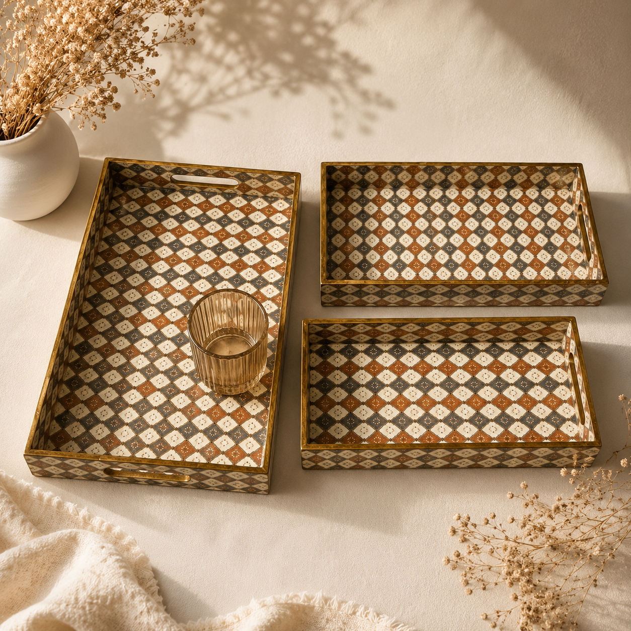 Artisan Geometric Tray Set
