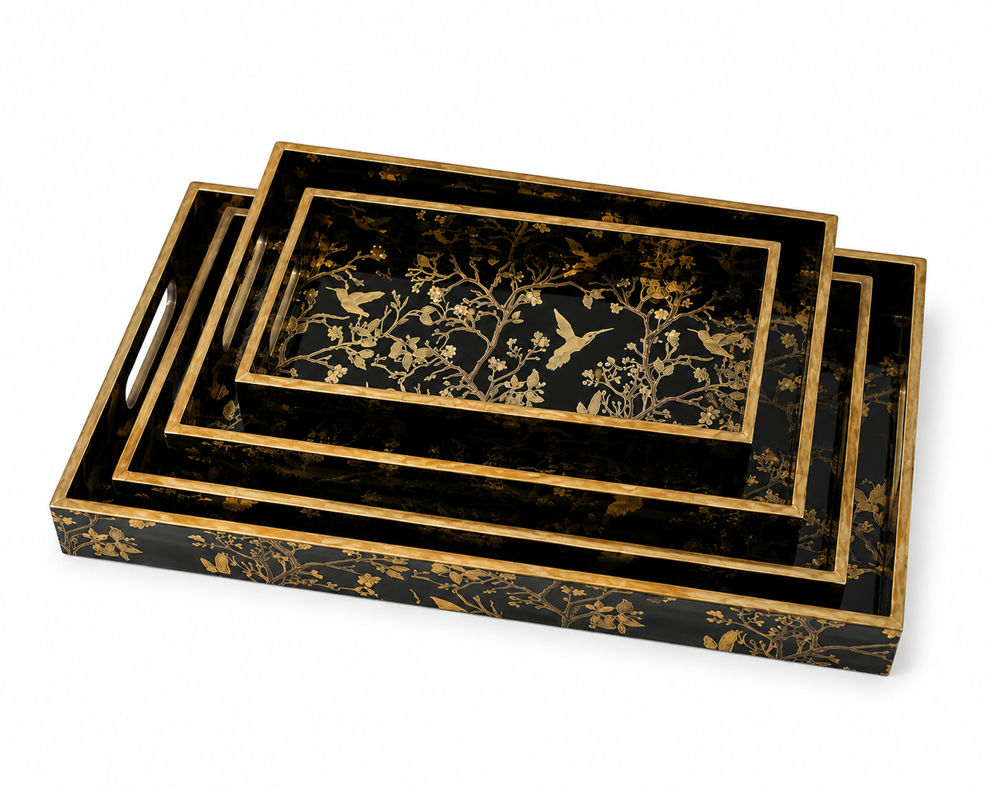 Black Bird Tray Set