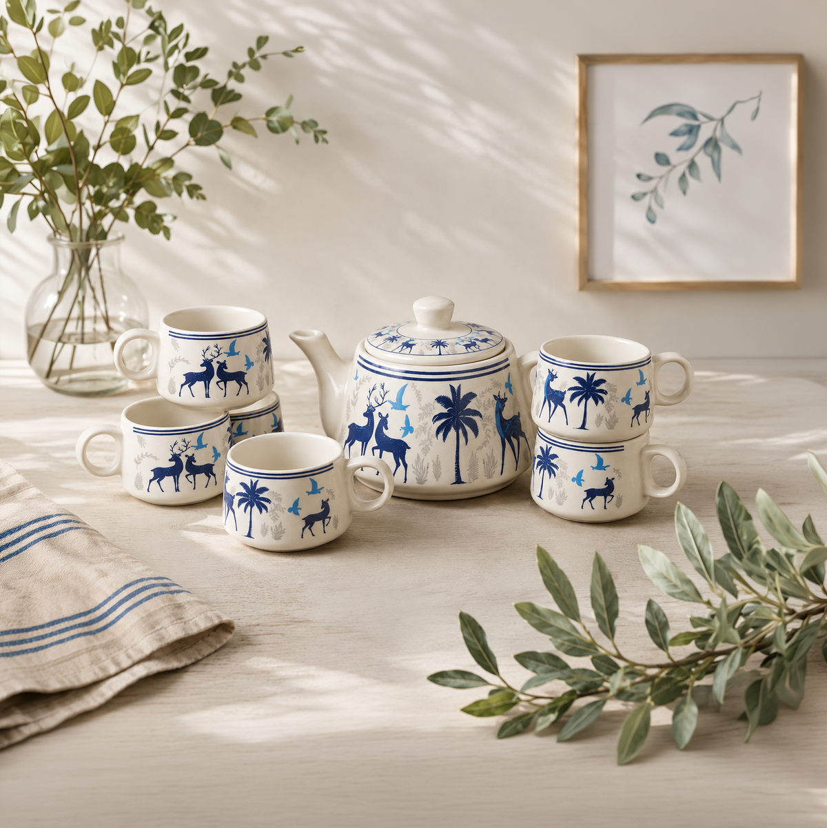 Blue Deer Cup Set