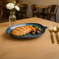 Blue leaf platter