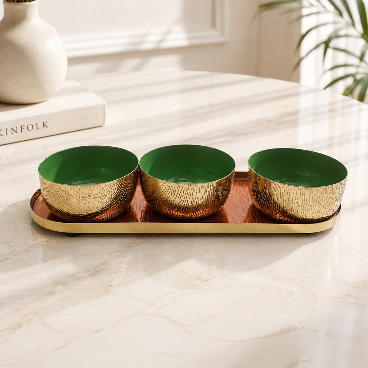 Brass Green Serving Set