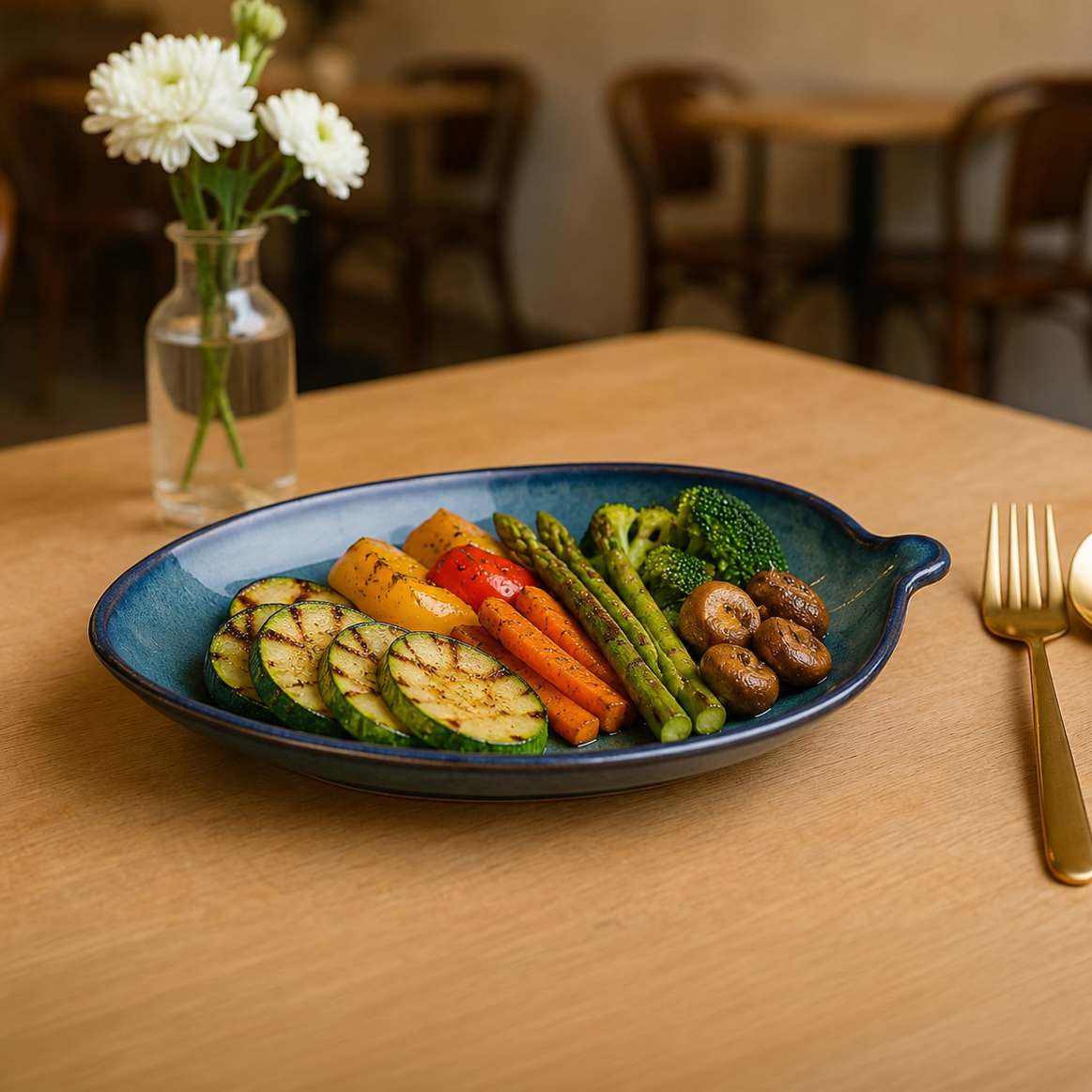 The Azure Botanical Serving Plate