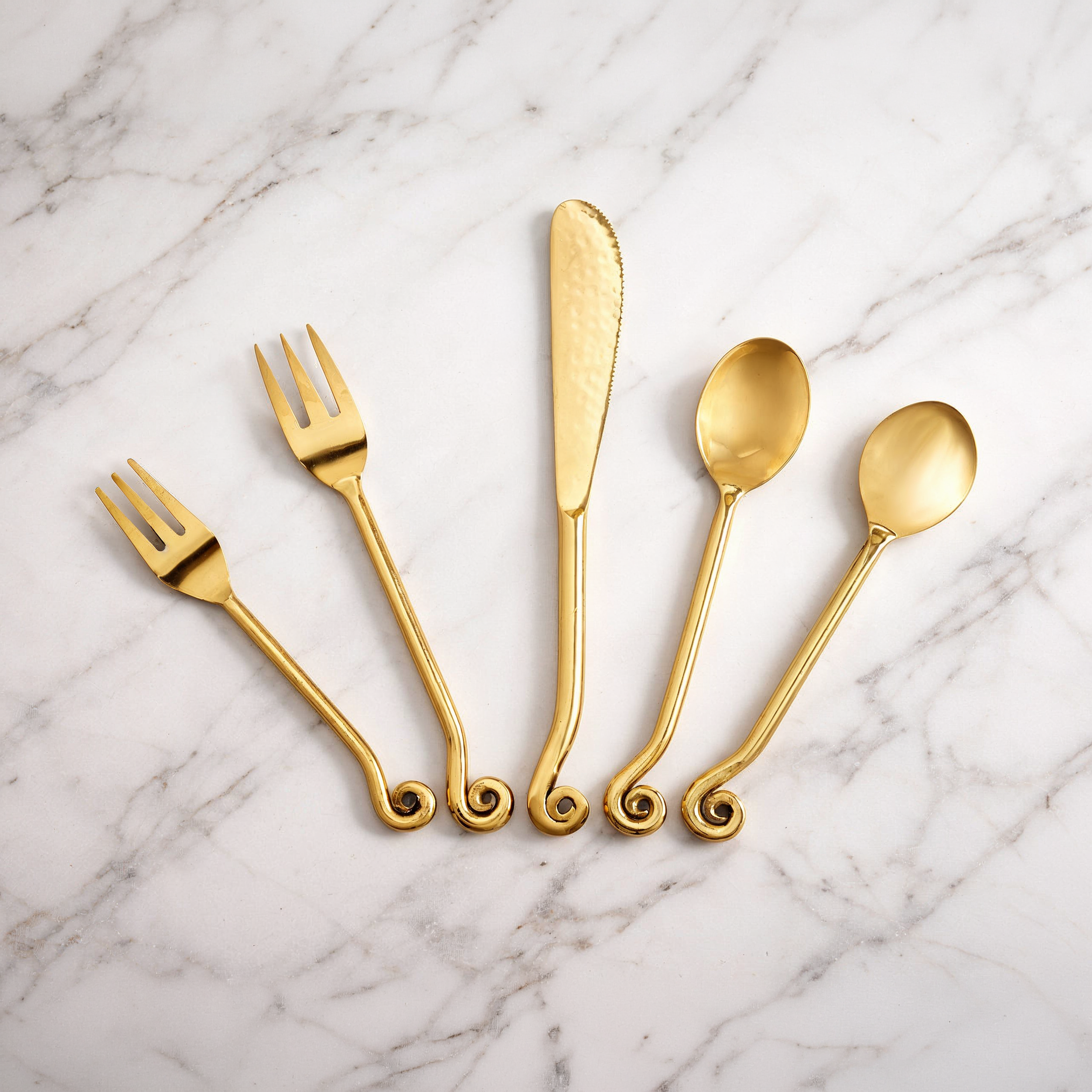 Curved Golden Spoon Set