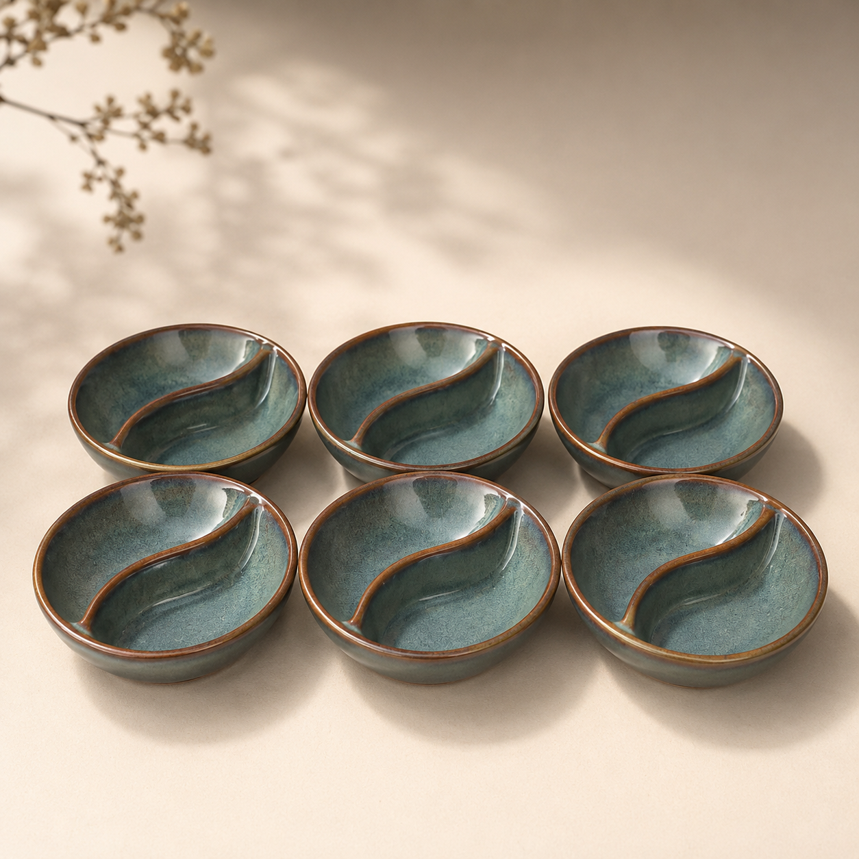 Divided Ceramic Oval Condiment
