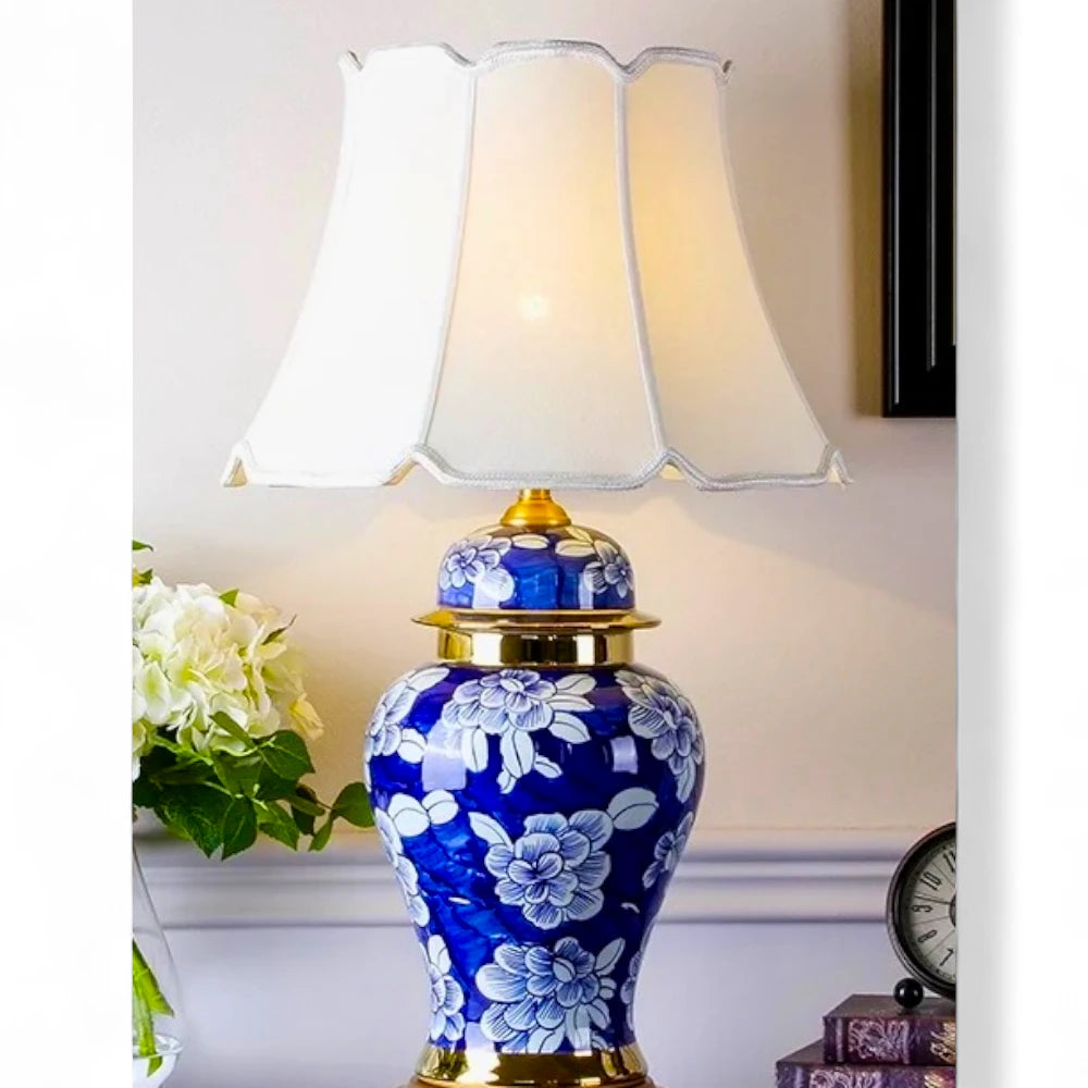 Floral Cobalt Ceramic Table Lamp