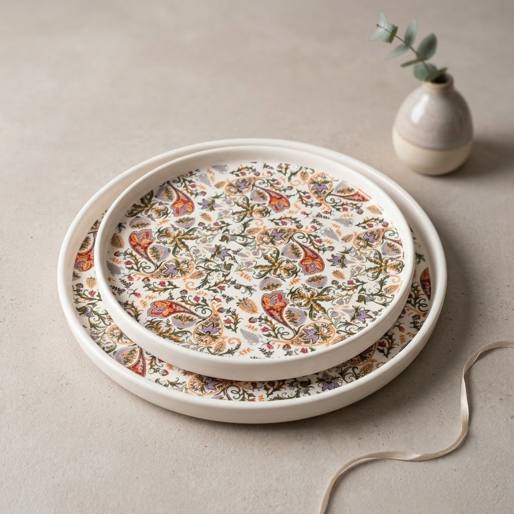 Floral Detail Plate Red