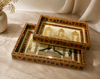 Floral Peacock Tray Set