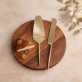 Gold Hammered Cake Knife & Server Set