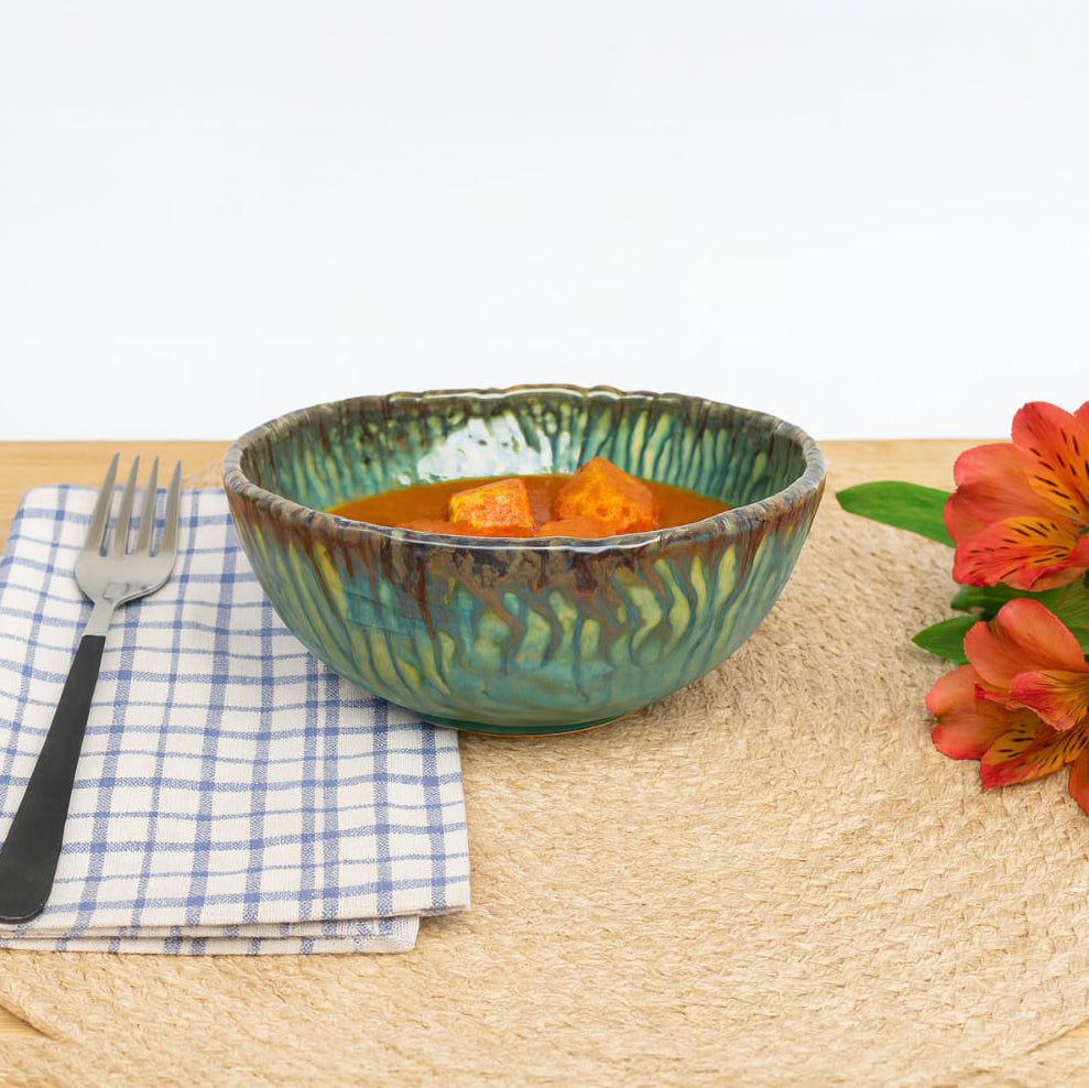 The Forest Drip-Glaze Rustic Bowl