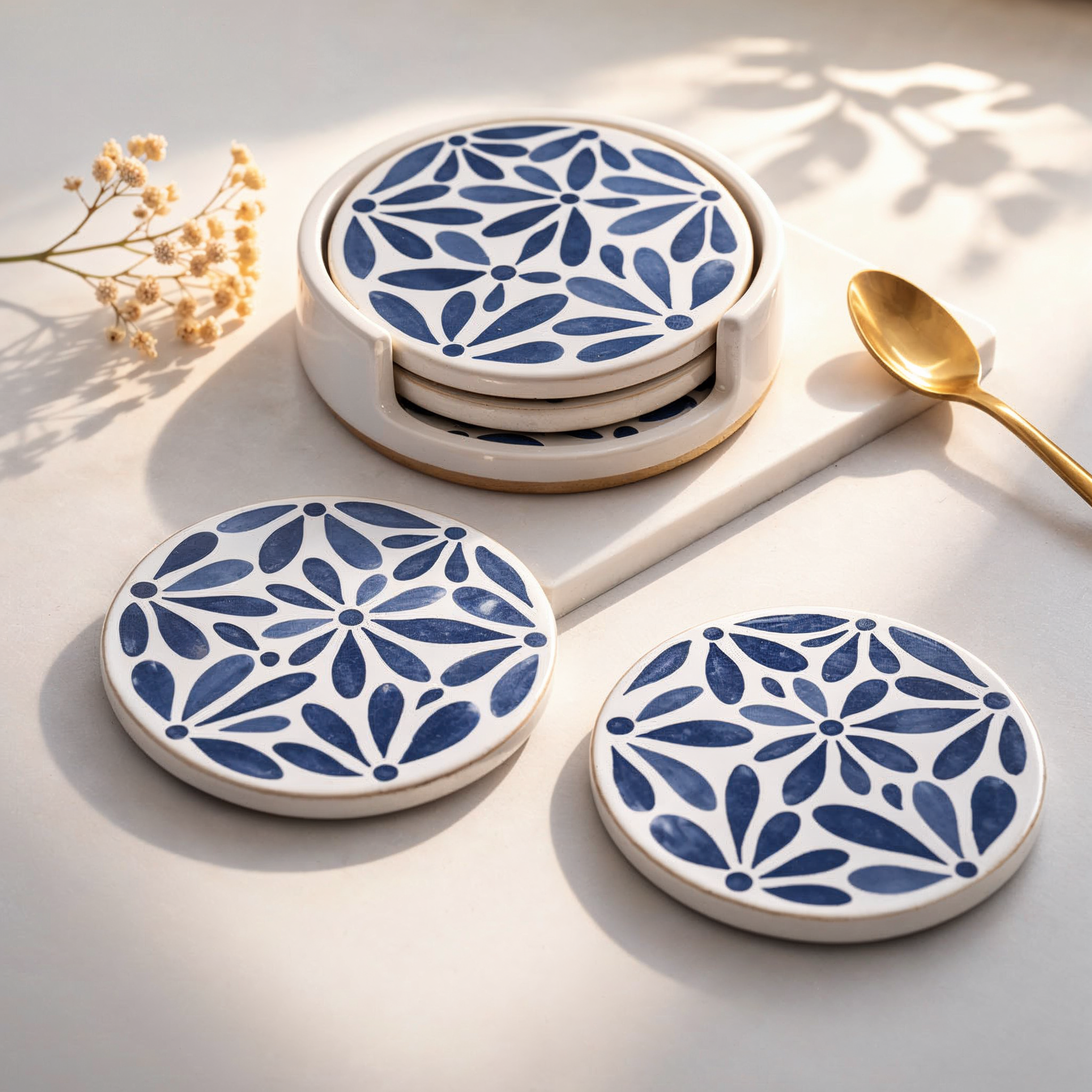 Indigo Blue Ceramic Coasters