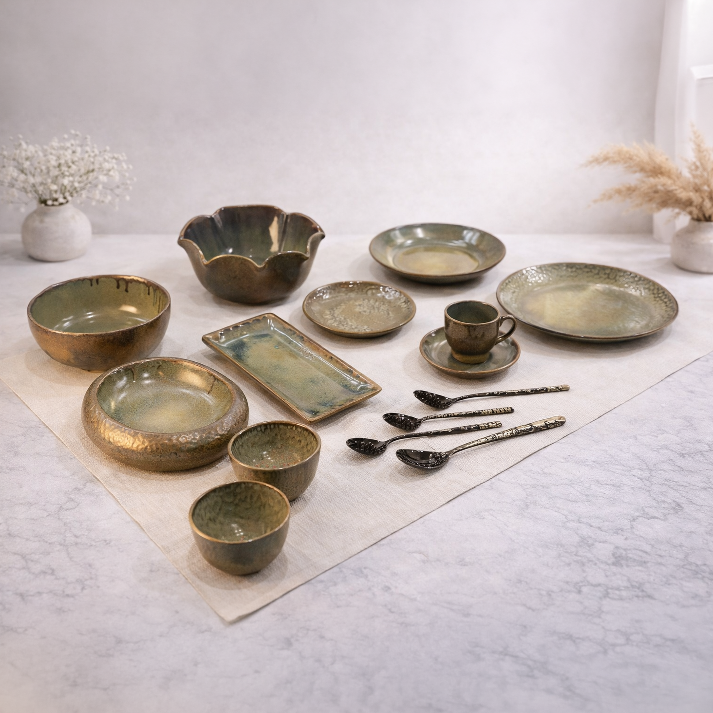 Olive Bronze Artisan Dinnerware