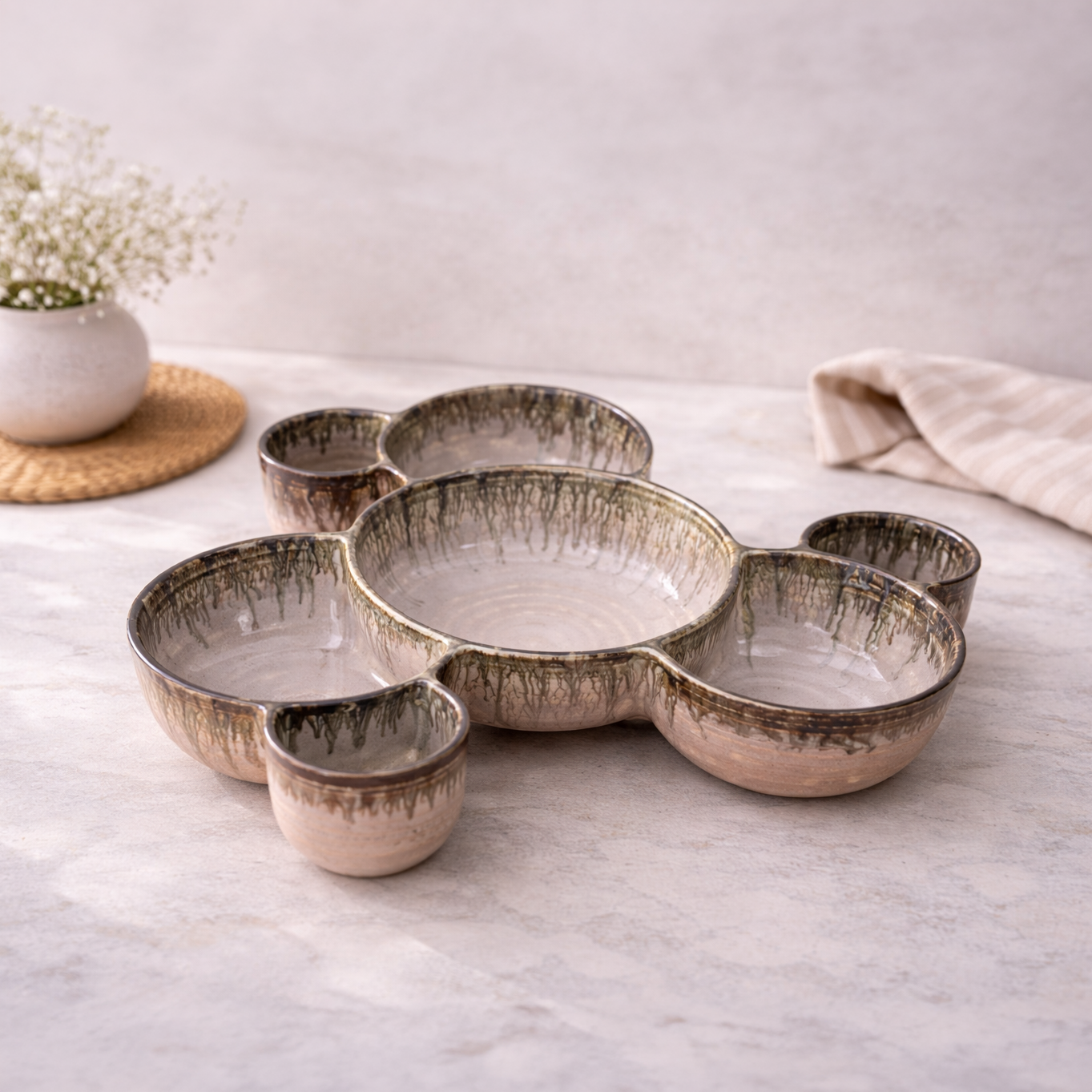 Terra Flow Ceramic Snack Platter