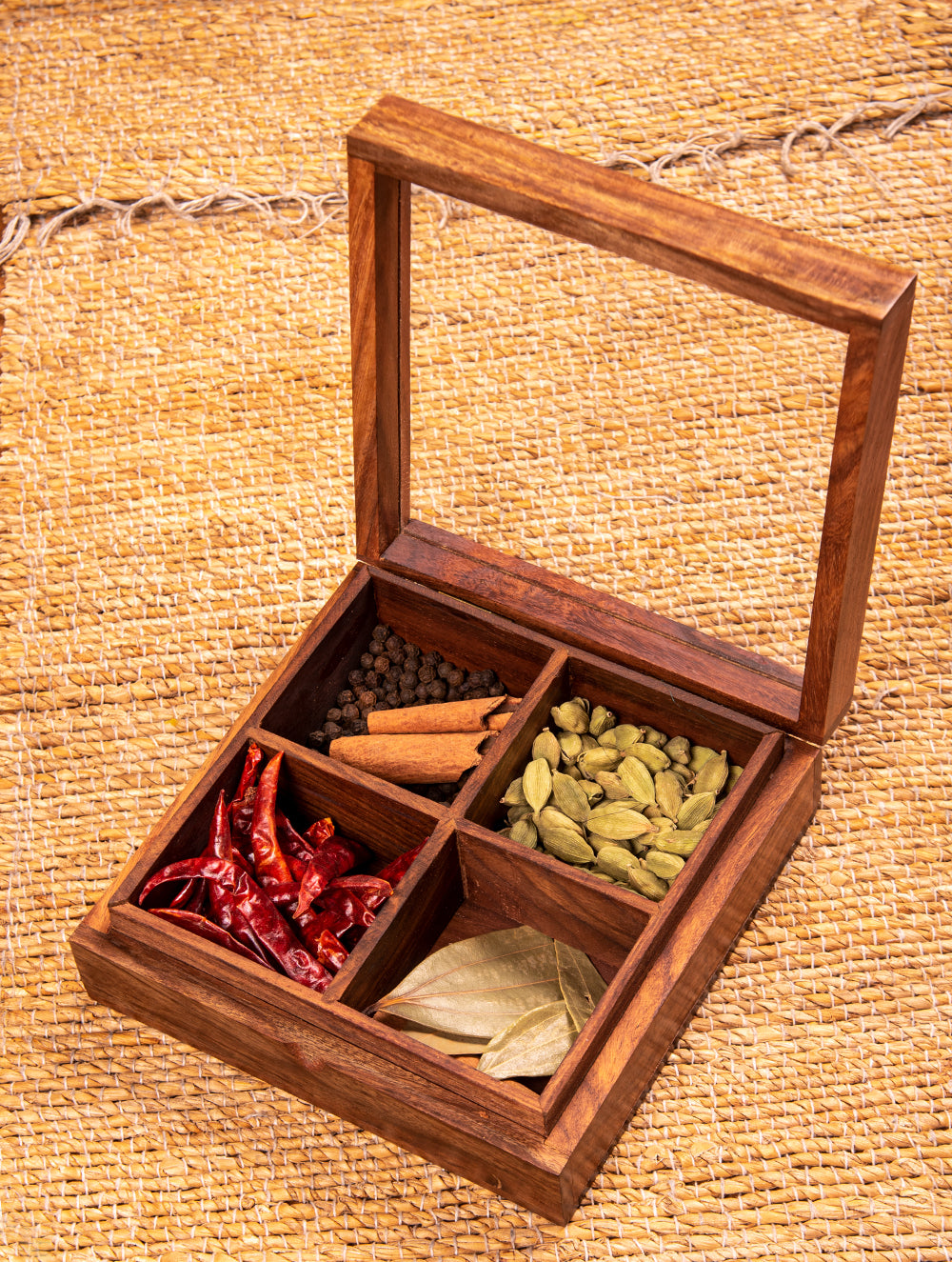 Wooden Multi-Utility Spice Box - Square